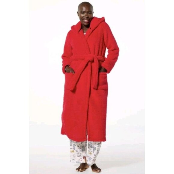 comfort code Other - Comfort Code Womens Size 2x Red Plush Faux Sherpa Hooded Tie Robe